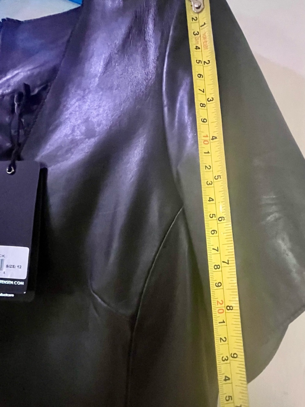 Black Leather Short-Sleeve Dress Jacket - Picture 13 of 13